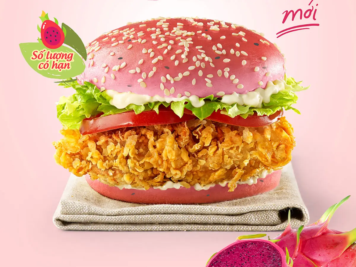 KFC lancia l'hamburger rosa al dragon fruit